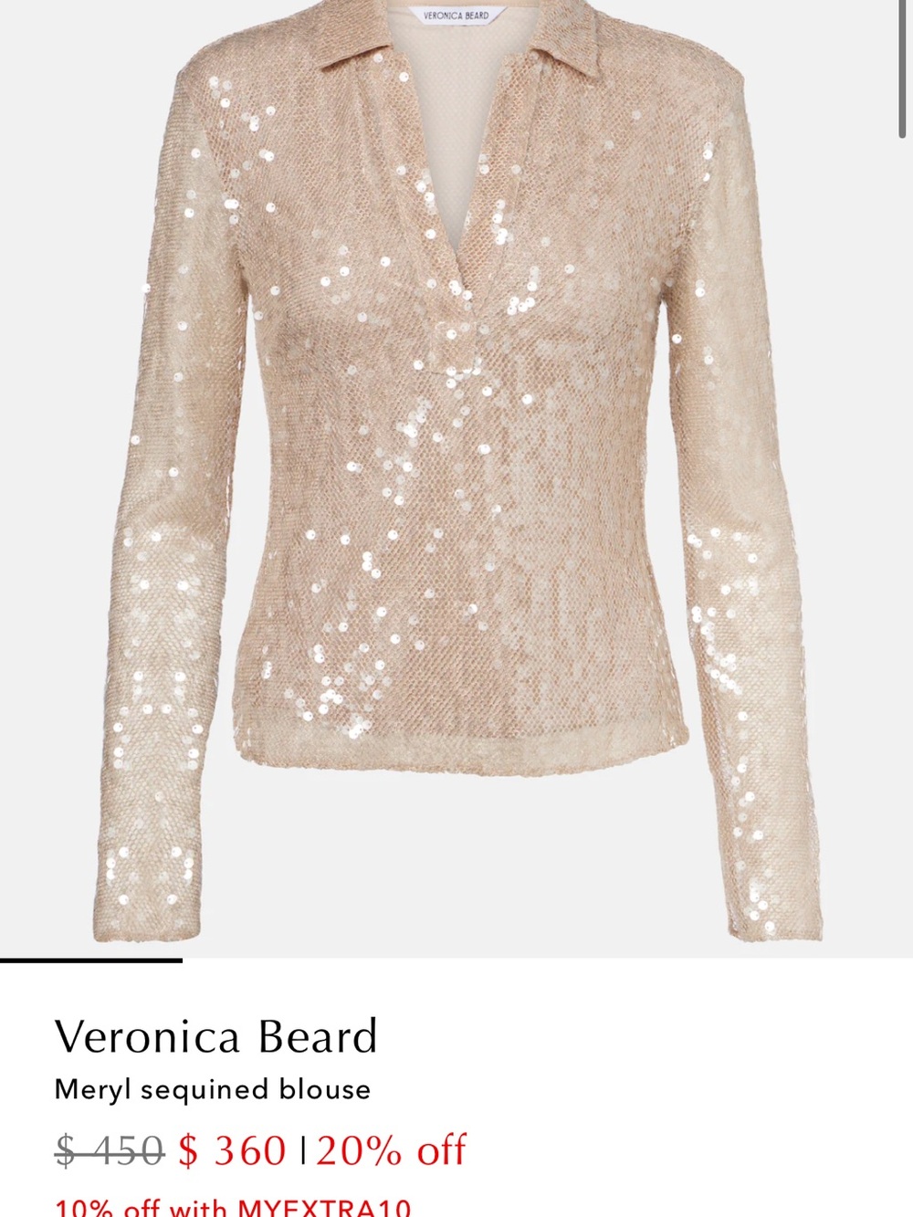 Veronica Beard Champagne Sequin Blouse
